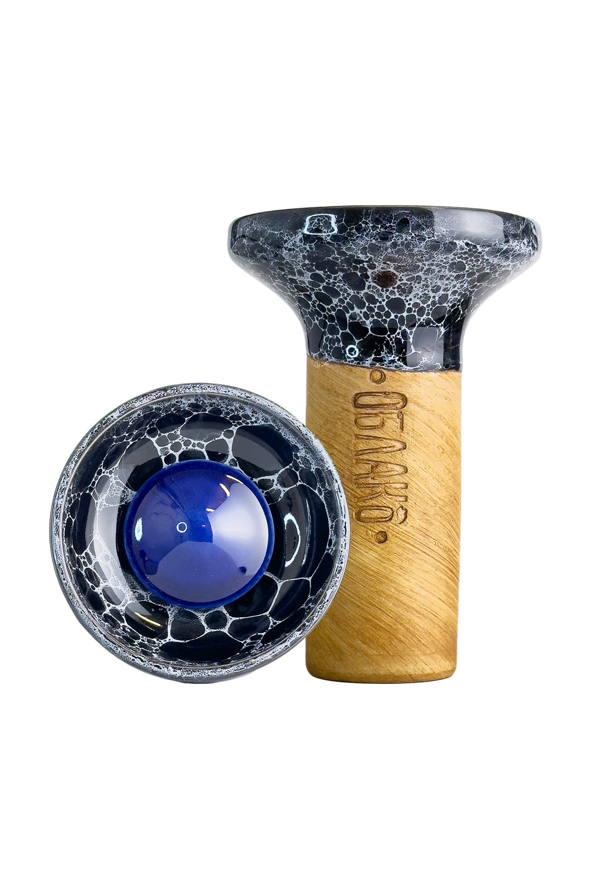 Bowl - Oblako Flow Blue on Marble White-Black